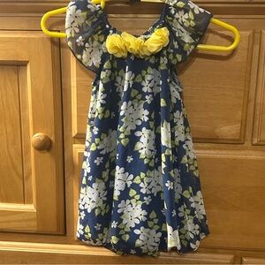 Little Lass Baby Girl’s Blue Floral Bubble with Yellow Flowers Size 3-6 Months